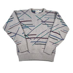 Vintage 80's London Fog Light Grey Geometric Knit Sweater