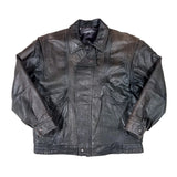 Black leather jacket on a white background