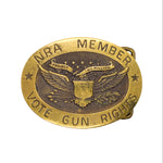 Vintage 80's NRA Member "Vote Gun Rights" Brass Belt Buckle
