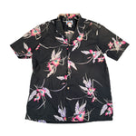 Vintage 80's Paradise Found Black Orchid Floral Hawaiian Shirt