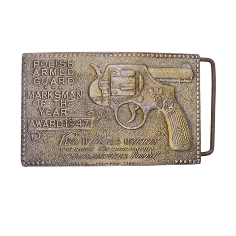 Vintage 80's Polish Armed Guard Marksman Award Belt Buckle