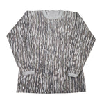 Long-sleeve shirt with a gray and white pattern on a white background