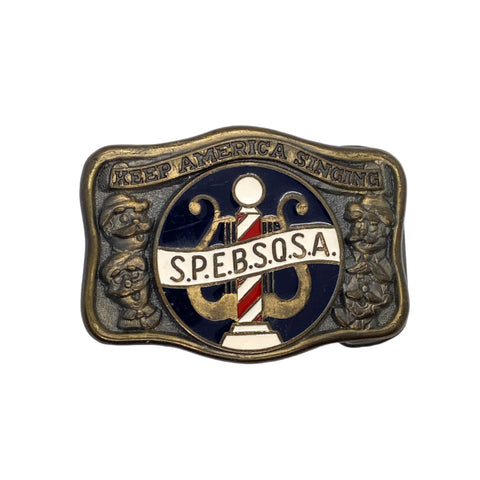 Vintage 70's S.P.E.B.S.Q.S.A. “Keep America Singing” Barbershop Harmony Belt Buckle