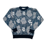 Vintage 80's Saturdays Grey & Teal Textured Knit Sweater