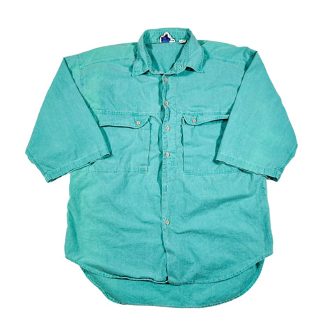Vintage 80's Shark Safari Teal Utility Button Up Shirt