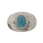 Vintage 80's Silver-Tone Western Faux Turquoise Stone Inlay Belt Buckle