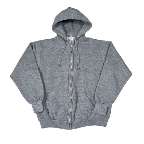 Gray hoodie with a zipper on a white background