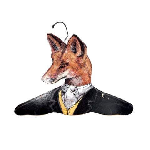 Vintage 80's Stupell Hand-Painted Fox Dapper Gentleman Hanger