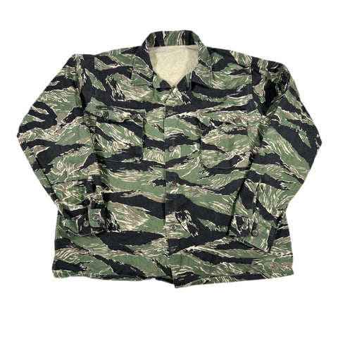 Vintage 80's Tiger Stripe Camo Vietnam-Style Military Shirt Jacket