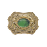 Vintage 80's Western Green Stone Inlay & Floral Scrollwork Belt Buckle