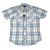 Plaid shirt with short sleeves on a white background