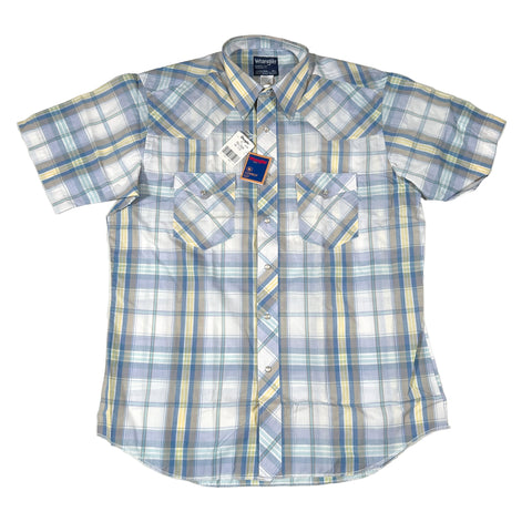 Plaid shirt with short sleeves on a white background