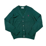 Vintage 80s IZOD Forest Green Embroidered Logo Cardigan Sweater
