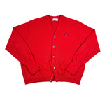 Vintage 80s Izod Red USA Made Knit Cardigan Sweater