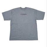 A heather gray short-sleeve t-shirt with 'ABERCROMBIE & FITCH' printed in black across the chest, laid flat on a white surface.