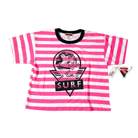 Vintage 90's Additions by Ronnie Pink Striped Surf Graphic T-Shirt