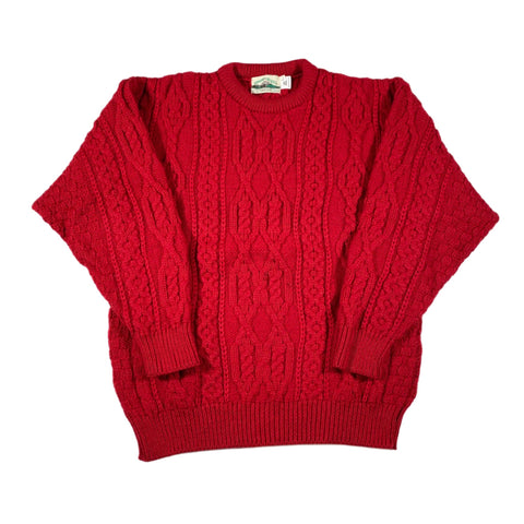 Vintage 90's Arancrafts Ireland Cable Knit Wool Fisherman Sweater