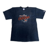 black t-shirt with 'Orioles' logo on a white background