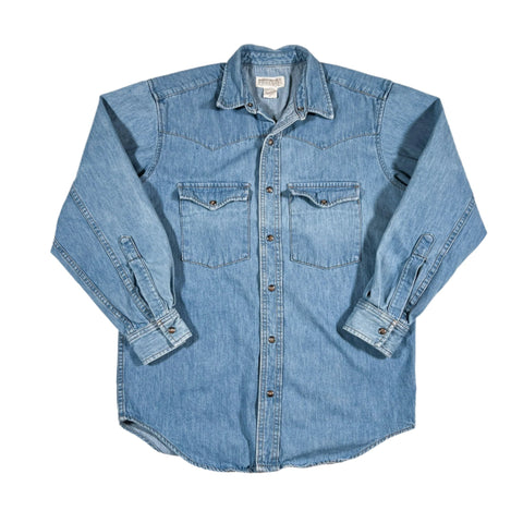 Vintage 90's Banana Republic Safari Denim Pearl Snap Western Shirt