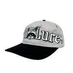 Gray cap with black brim and 'Lures' branding on a white background