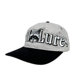 Gray cap with black brim and 'Lures' branding on a white background