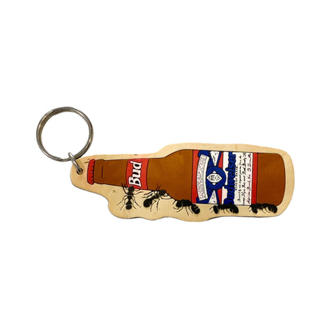 Vintage 90's Bud Budweiser Ants Rubber Keychain