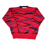 Vintage 90’s Bugle Boy Abstract Knit Sweater Red Multi