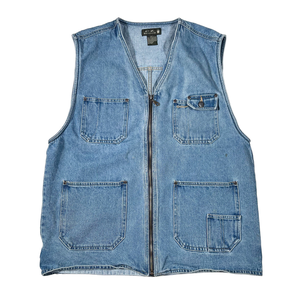 Vintage 90's CZ Basics Light Wash Denim Utility Vest – CobbleStore