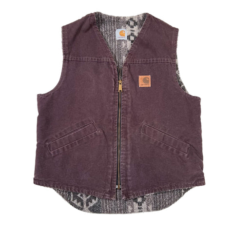 Purple corduroy vest with Carhartt logo on a white background