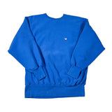 Blue shorts with a brand logo on a white background