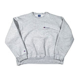 Gray boxer briefs with Champion logo on a white background