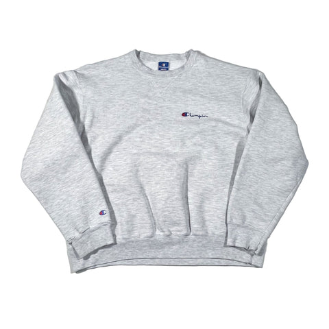 Gray boxer briefs with Champion logo on a white background