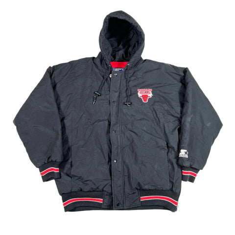 Vintage 90’s Chicago Bulls Starter Hooded Puffer NBA Team Logo Jacket