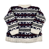 Vintage 90's Chunky Hand Knit Wool Crewneck Sweater