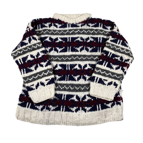 Vintage 90's Chunky Hand Knit Wool Crewneck Sweater