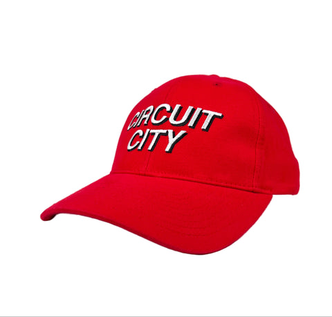 Red cap with 'Circuit City' text on a white background