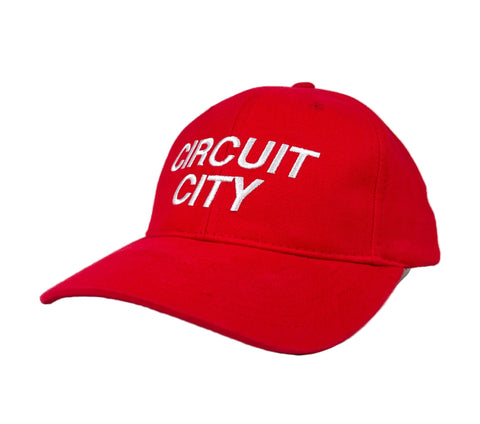 Red cap with 'Circuit City' text on a white background