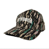 Camouflage-patterned cap with 'New Era' branding on a white background