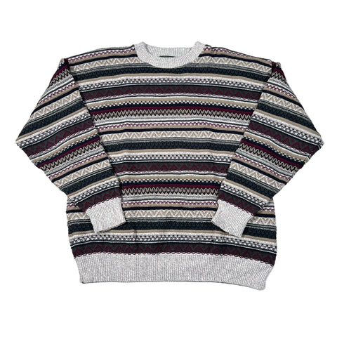 Striped sweater with a pattern on a white background