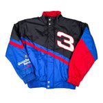 Black, blue, and red jacket with number 3 and Goodwin Service logo on a white background