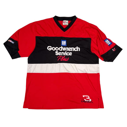 Red and black shirt with 'Goodwrench Service Plus' branding on a white background