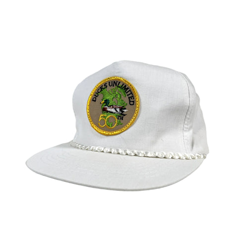 Vintage 90's Ducks Unlimited 50th Anniv. White Rope Snapback Hat