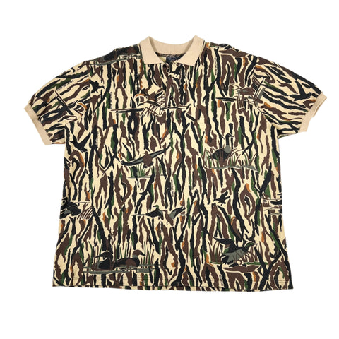 Vintage 90's Ducks Unlimited Camo Rattlers Brand Polo Shirt