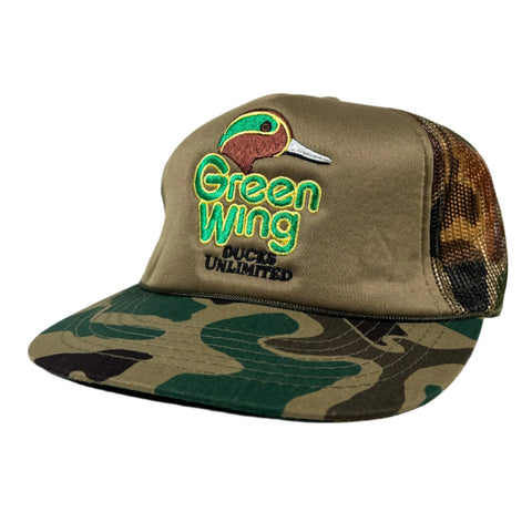 Vintage 90's Ducks Unlimited Green Wing Camo Trucker Hat