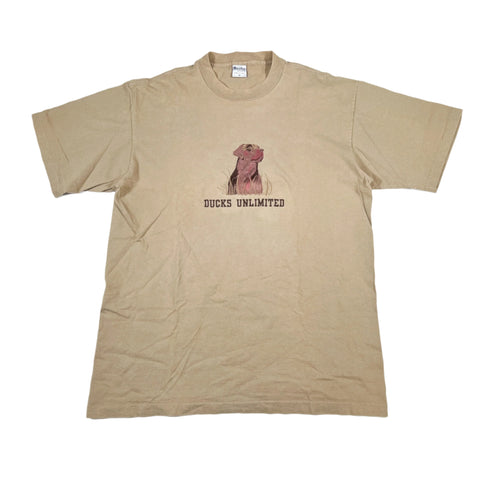 Vintage 90's Ducks Unlimited Lab Graphic Tan T-Shirt