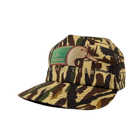 Vintage 90's Ducks Unlimited Tiger Stripe Camo Committee Hat