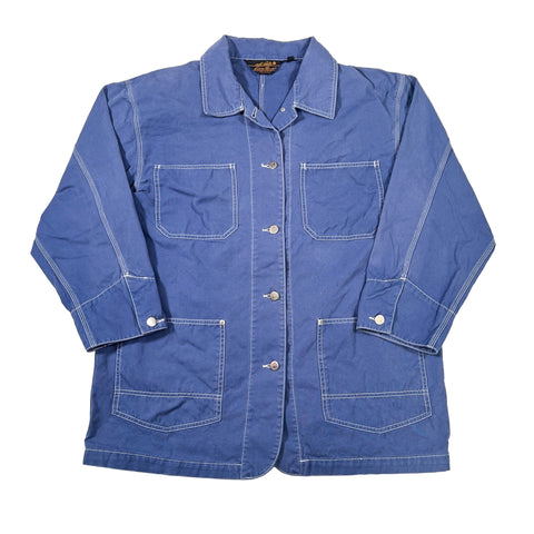 Folded blue jacket on a white background