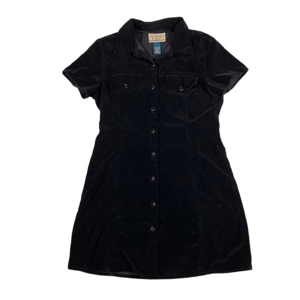 express black shirt dress Express Work Half Button Up Midi Portofino Shirt Dress Black Women's L