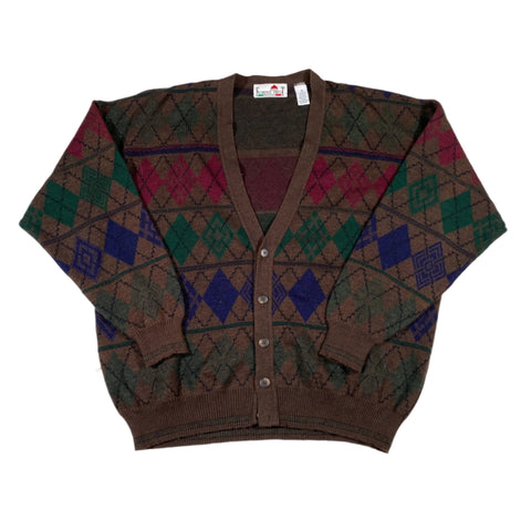 Vintage 90's Florence Trout Argyle Cardigan Sweater