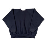 black crewneck with ruffled details on a white background